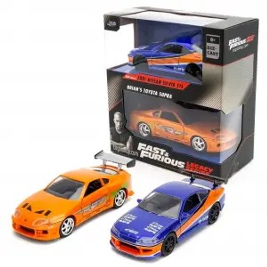 Jada 1:32 F&F Legacy Series - 2001 Nissan Silvia & Brian's Toyota Supra İkili Araba Seti